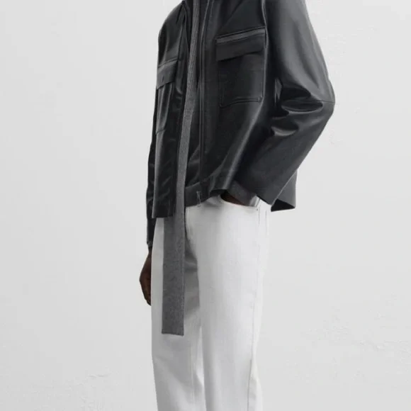 Faux Leather ZARA Man Men's Over Shirt Light Cool Classic Jacket LARGE - Picture 2 of 10